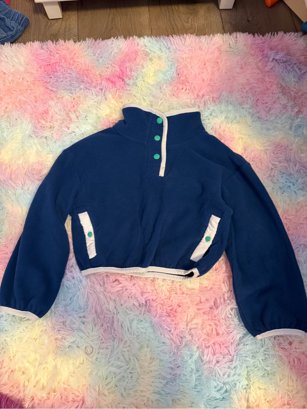Kids Navy Blue Snap-Button Fleece Top